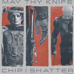 an advertisement for the movie chips and shatter with three images of people in costumes