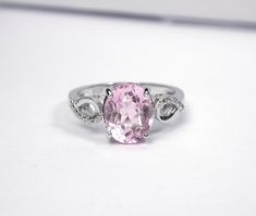 Natural kunzite. Jewelry sterling silver 925 stamp. Us size jewelry ring : 7.00 / Contact change size jewelry. Gem size mm. : 10.0 x 8.0 Gem weight ct. : 3.5 Gem clarity : Very eye clean Gem surround : Natural Sapphire Paypal complete. Register mail thailand 12-30 days ship worldwide. Contact resize after order complete. Certificate stone contact shop. Pink Kunzite Jewelry For Anniversary, Elegant Pink Kunzite Rings, Pink Kunzite Jewelry For Wedding, Pink Kunzite Wedding Rings, Wedding Pink Kunzite Rings, Pink Topaz Sterling Silver Ring For Wedding, Pink Sterling Silver Rings For Weddings, Pink Wedding Ring Stamped 925, Kunzite Jewelry