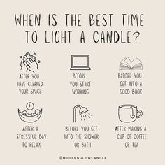 a poster with the words when is the best time to light a candle? and other things