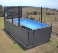 an above ground swimming pool in the middle of nowhere