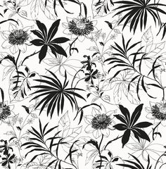 a black and white flower pattern on a white background