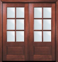 the front door is made of wood and has two glass panels on each side,