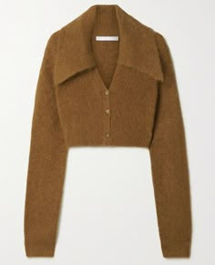 Brown Shade, Oversized Collar, 가을 패션, Knit Fashion, Cropped Cardigan, Helmut Lang, Mode Inspiration, Knitting Inspiration, Fashion Item