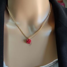 Red rose necklace, Gold steel chain necklace, Flower jewelry, Love necklace, Bridal necklace, Valentine gift, Minimalist necklace, Layering jewelry Beautiful simple necklace with gold plated chain and red rose resin charm. Simple enough for everyday wear The necklace will be delivered inside a craft jewelry box. All pieces of jewelry are beautifully packaged, ready to be gifted. JEWELRY CARE: Please take care of your jewelry do not wear in the shower, swimming pool, or to bed.  Keep away from ha Rose Necklace Gold, Layering Jewelry, Necklace Flower, Necklace Bridal, Jewelry Beautiful, Necklace Layering, Craft Jewelry, Rose Necklace, Halloween 2024