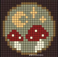 a cross stitch pattern with two mushrooms on it