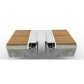 two metal and wood benches sitting on top of a white floor next to each other