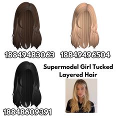 supermodel girl tucked hair black / brown / blonde 🤍 Berry Avenue Avatars Codes, Dark Brown Hair Codes Bloxburg, Bloxburg Outfit Ideas Brown Hair, Wavy Hair Codes Berry Ave, Barry Avenue Codes Brown Hair, Berry Avenue New Hair Codes, Code For Berry Avenue Hair, Barry Avenue Hair Codes Brown, Berry Avenue Codes For Blonde Hair