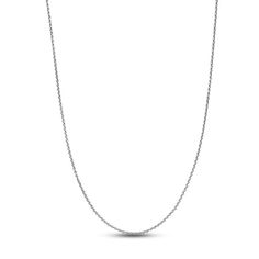 This stylish Italian-made cable chain necklace is perfect for pairing with a pendant or wearing alone. Crafted in classic sterling silver, the 20-inch necklace secures with a lobster clasp. The chain size is 1.4mm and the chain gauge is 80. Classic Charm Necklace With Cable Chain As Gift, Classic Charm Necklace With Cable Chain For Gift, Classic Charm Necklaces With Cable Chain For Gift, Classic Sterling Silver Charm Necklace With Cable Chain, Classic White Gold Charm Necklace With Cable Chain, Classic Link Necklace With Cable Chain, Classic Necklaces With Cable Chain Links, Minimalist Round Cable Chain Necklace, Classic Link Cable Chain Necklaces