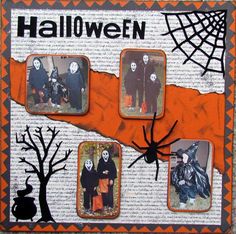 a halloween card with pictures of people in costumes