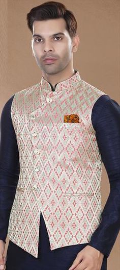 Pink and Majenta color Nehru Jacket in Jacquard fabric with Weaving work Luxury Front-open Nehru Jacket For Festive Occasions, Luxury Pink Traditional Nehru Jacket, Luxury Red Nehru Jacket For Ceremonial Occasions, Diwali Sale, Nehru Jacket, Nehru Jackets, Jacquard Fabric, Wear Pink, Party Wear