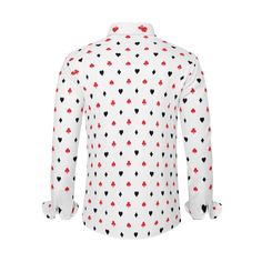 Elevate your style with our Unique Dress Shirt for Men, a Playing Card Shirt that brings a touch of luck and artistic flair to your wardrobe. This Lucky Casino Shirt for Men features a captivating Playing Card Print in black, white, and red hues, making it a standout piece that's perfect for a fun night out or any casino adventure.Crafted with an artistic touch, this Black White Red Shirt is not only a stylish addition to your wardrobe but also a playful and unique statement piece. Whether you'r Slim Fit Red Cotton Tops, Red Slim Fit Cotton Tops, Red Slim Fit Cotton Shirt, Playing Card Shirt, Playing Card Print, Red Shirt Men, Dress Shirt For Men, Printed Shirts Men, Card Print