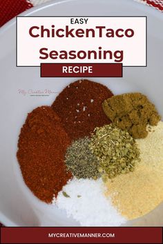 easy chicken taco seasoning recipe in a white bowl