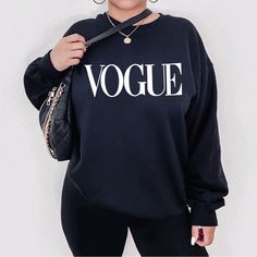 New Vogue Graphic Sweatshirts Size: S-5x True To Size Long Sleeve Soft Crewneck Price Firm Unless Bundled. Available In Pink, Black And White Pair With Cute Distressed Jeans Or Leggings. Size Up For A More Oversized Slouchy Look. Trendy Black Sweatshirt For Loungewear, Chic Black Crew Neck Sweatshirt, Navy Blue Crewneck, Sweatshirt Oversized, Diy Clothing, Tie Dye Shorts, Pink Sweatshirt, Henley Shirts, Polo Dress