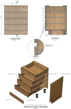 the plans for a dresser with drawers