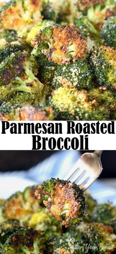 broccoli florets with parmesan roasted broccoli on top