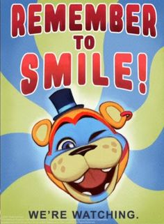 an image of a cartoon character with the words, remember to smile we're watching