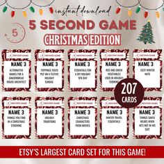 the 5 second game christmas card set for this game