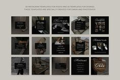 the black and white business card is displayed in this screenshote image, with multiple images