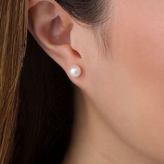 These 7.0mm button-shaped freshwater cultured pearl stud earrings are set on sterling silver posts that secure with friction backs. Pearl Earrings Stud, Pearl Earrings Studs, Large Pearl Earrings, Earrings Studs, Pearl Types, Freshwater Cultured Pearls, Pearl Stud Earrings, Pearl Size, Pearl Studs