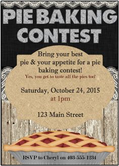 a flyer for a pie baking contest