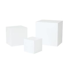 three white cubes sitting next to each other