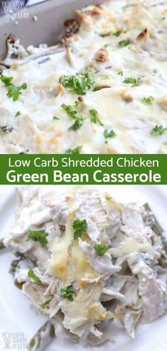 low carb shredded chicken green bean casserole