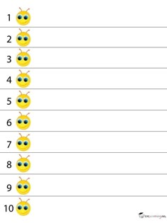 the number line with smiley faces and numbers to 10 on each side, which are numbered in