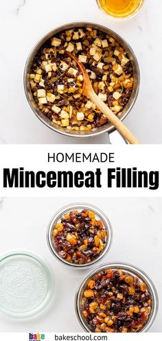 homemade mincemeat filling in two bowls with spoons