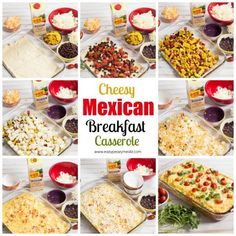 mexican breakfast casserole recipe collage with images in the middle and on the bottom