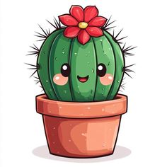 a cactus with a flower on its head sitting in a potted cacti