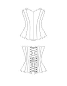 the front and back views of a corset