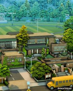 Aesthetic High School Exterior, Copperdale High School Sims 4, Sims 4 Highschool Build, Sims 4 Highschool, Sims 4 Construction, Sims 4 School, Sims 4 High School, Sims Characters, Private High School