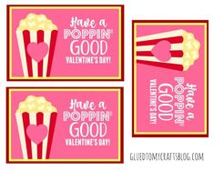 three valentine's day printables with popcorn