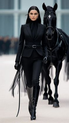 Elegant Equestrian Style, James Bond Aesthetic Female Outfit, Riding Outfit Equestrian Aesthetic, Luxury Gothic Outfit, Elegant Witch Outfit, Horse Outfits Clothing, Spy Woman Aesthetic, Queen Of The South Outfits, Mafia Woman Outfits