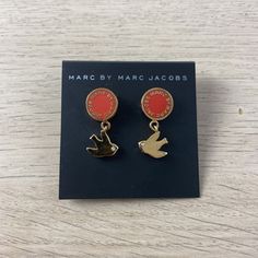 Nwt Marc Jacobs Womens Flying Bird Dangle Earrings Gold/Red. Condition Is New With Tags. Shipped With Usps First Class. Imported 2.2 Marc Jacobs Jewelry, Dangle Earrings Gold, Flying Bird, Birds Flying, Gold Earrings Dangle, First Class, Earrings Gold, Red Gold, Red Color