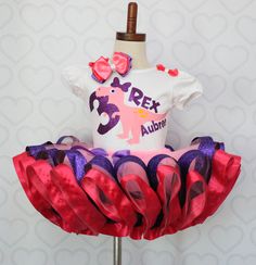 Fitted Ruffle Tutu Dress For Birthday, Fitted Ruffled Tutu Dress For Birthday, Tutu Dress Costumes, Dinosaur Dress, Dinosaur Outfit, Glitter Tee, Pink Toes, Girls Overalls, Custom Glitter