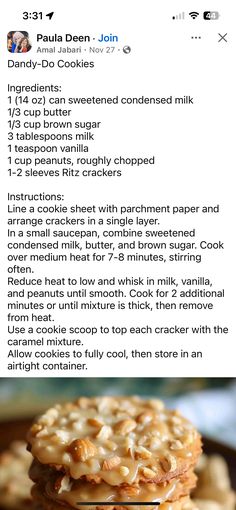 some cookies are stacked on top of each other with information about the ingredients and how to use them