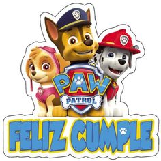 the paw patrol logo is shown with two dogs and a fireman's hat