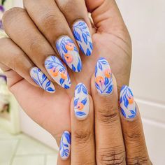 Filipino Nail Art, Marigold Nails, Amalfi Coast Nails, Palm Springs Nails, Carribean Nails, Hand Painted Nail Designs, Bold Nail Art, Floral Manicure, California Nails