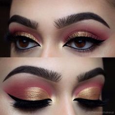 Maquillaje Smokey Eyes, Trucco Smokey Eye, Indian Eye Makeup, Smokey Eyes Tutorial, Make Up Designs, Indian Eyes, Drag Make-up, Gold Eye Makeup, Bridal Eye Makeup