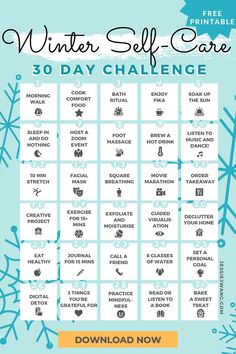 Pin on Self-Care Winter Challenge Ideas, Winter Self Care Challenge, 30 Day Challenge Ideas Fun, 30 Days Of Self Care, Christmas Self Care, Winter Challenge, Dark Days