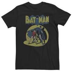 Show off your personal style with this men's DC Comics Batman Vintage Spotlight Tee. Show off your personal style with this men's DC Comics Batman Vintage Spotlight Tee.  Short sleeveFABRIC & CARE Machine wash Cotton, polyester Imported Size: 4XL. Color: Black. Gender: male. Age Group: adult. Pattern: Graphic. Vintage Spotlight, Batman Outfits, Batman Shirt, Batman T Shirt, Batman And Robin, Dynamic Duo