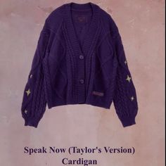 Speak Now Taylor’s Version Purple Knot Cardigan Limited Edition - Sold Out Brand New In Packaging In Hand Selling My Speak Now Tv Cardigan. Bought One For Myself And It Turns Out A Friend Had Already Bought It For Me As A Bday Gift. This Is The S/M Size. Completely Sold Out Everywhere! People Are Being Ridiculous And Selling These For $400+, Im Looking To Sell For A Fair Markup Given The Rarity And Price. Unopened And Never Worn Obviously, Ive Had Tswift Cardigans Before And The Quality Is Alway Speak Now Cardigan, Taylor Swift Purple, Taylor Swift Cardigan, Casual Cardigan Sweater, Taylor Merch, Taylor Swift Merch, Áo Len Cardigan, Taylor Swift Speak Now, Loose Cardigan