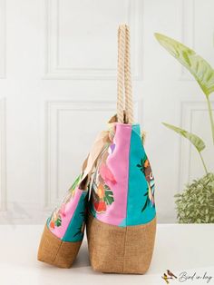 BirdinBag - Spacious Flamingo Summer Beach Tote Bag for Women with Handles Flamingo Design, Beach Tote Bag, Cartoon Letters, Word Wrap, Red Pattern, Beach Tote Bags, Beach Tote, Letter Patterns, Handle Bag