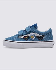 Mini Butterfly, Made For Kids, Vans Store, Heart Patches, Denim Shoes, Side Stripe, Old Skool, Kid Friendly, Kid Shoes