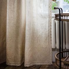 PRICES MAY VARY. Farmhouse Curtains - Adorn your windows with these pair. Its neutral solid color blends easily with any color schemes while cutout macrame edge adds an inspired rustic aesthetic that is trendy and versatile. Material & Specification - Made of cotton blend fabric, soft and breathable. 2 panels per package, 52"wide x 84”length (132 x 213 cm). Rod pocket design, fit curtain rods up to 3 inches in diameter. Privacy & Relax - Semi blackout design lets just the right amount of light i Farmhouse Curtain Rods, Farmhouse Living Room Curtains, Light Filtering Curtains, Cottage Curtains, Natural Curtains, Beige Curtains, Pocket Window, Dining Room Curtains, Drop Cloth Curtains