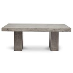 a concrete table with two legs and a rectangular top, on an isolated white background