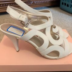 Brand New, Never Worn. Beautiful Stylish High Heels. Bandolino White Sandal High Heel, 4” Heel Height. White High Heel Sandals, White Sandal, White High Heels, White Sandals, Heel Sandal, High Heel Sandals, High Heel, Shoes Women Heels, Sandals Heels