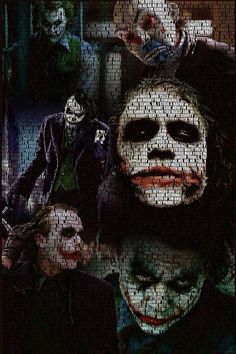 the dark knight movie poster with jokers and batman characters on it's face