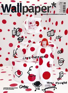 the cover of wallpaper magazine featuring a woman in white and red polka dots